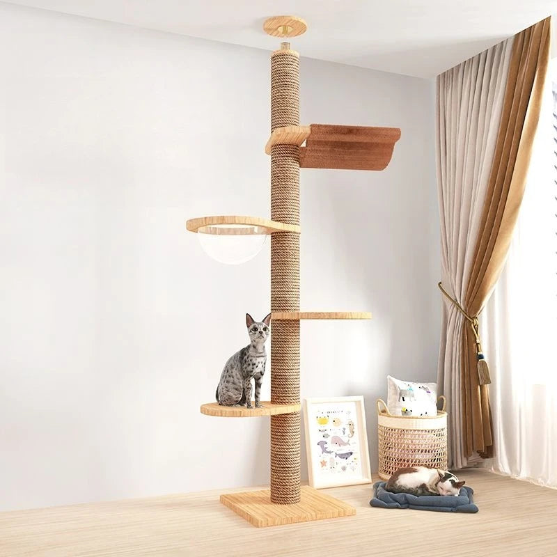 Elegant Floor-to-Ceiling Cat Tower – 5-Level Climbing & Resting Station
