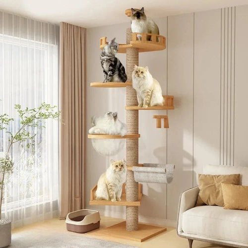 Elegant Floor-to-Ceiling Cat Tower – 5-Level Climbing & Resting Station