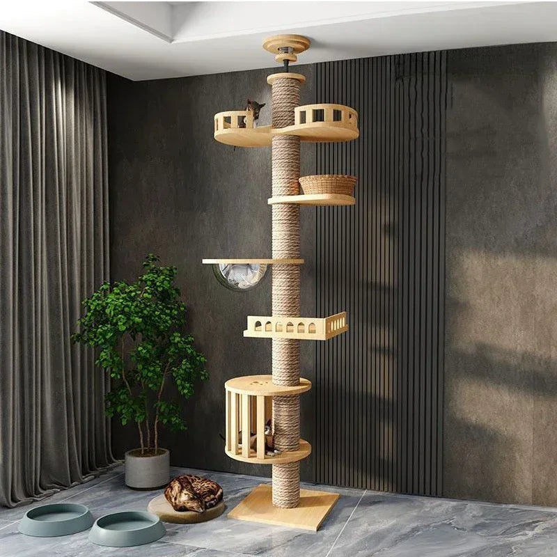 Elegant Floor-to-Ceiling Cat Tower – 5-Level Climbing & Resting Station