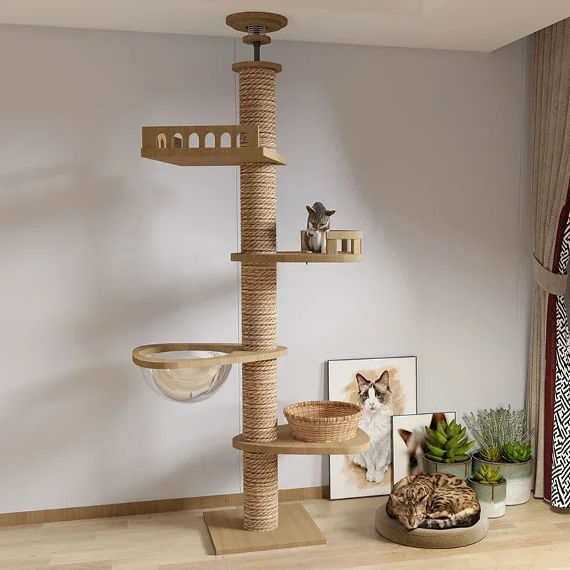 Elegant Floor-to-Ceiling Cat Tower – 5-Level Climbing & Resting Station