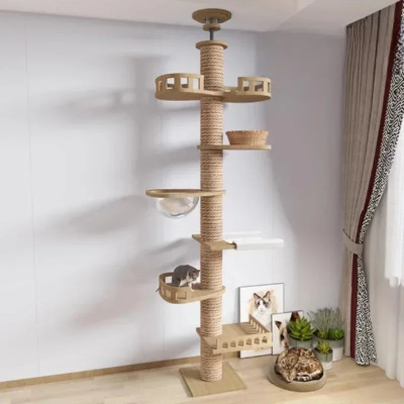 Elegant Floor-to-Ceiling Cat Tower – 5-Level Climbing & Resting Station