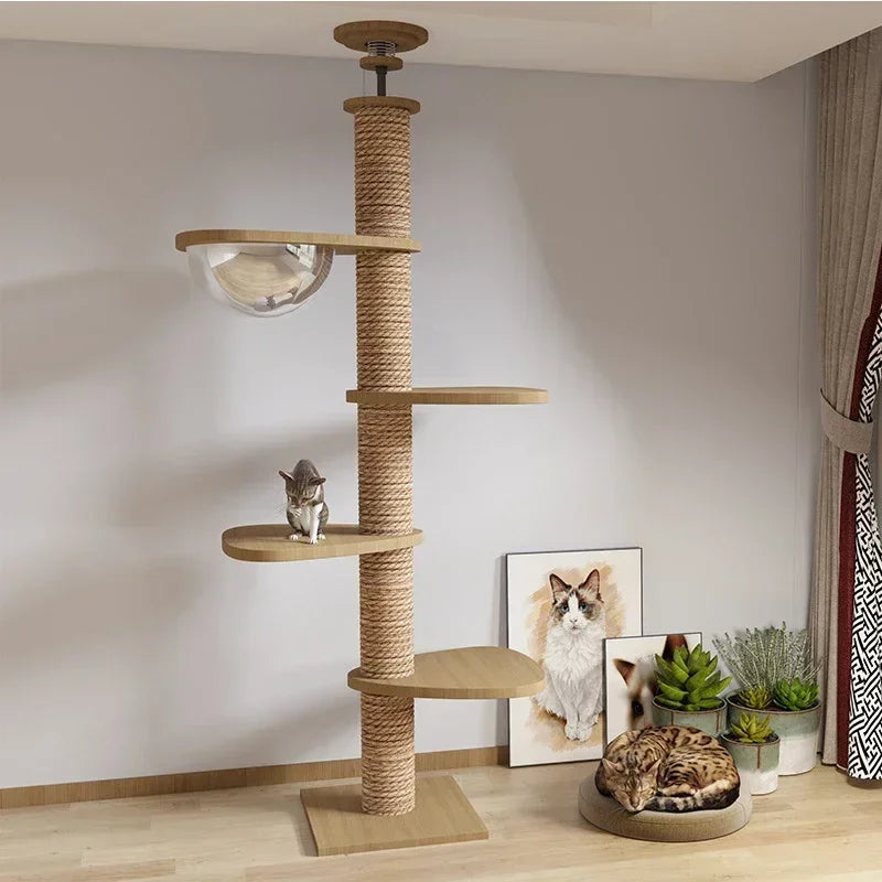 Elegant Floor-to-Ceiling Cat Tower – 5-Level Climbing & Resting Station