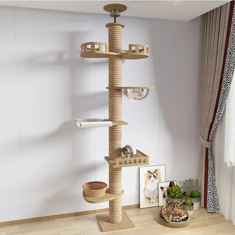 Elegant Floor-to-Ceiling Cat Tower – 5-Level Climbing & Resting Station