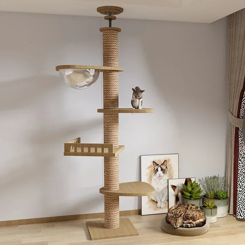 Elegant Floor-to-Ceiling Cat Tower – 5-Level Climbing & Resting Station