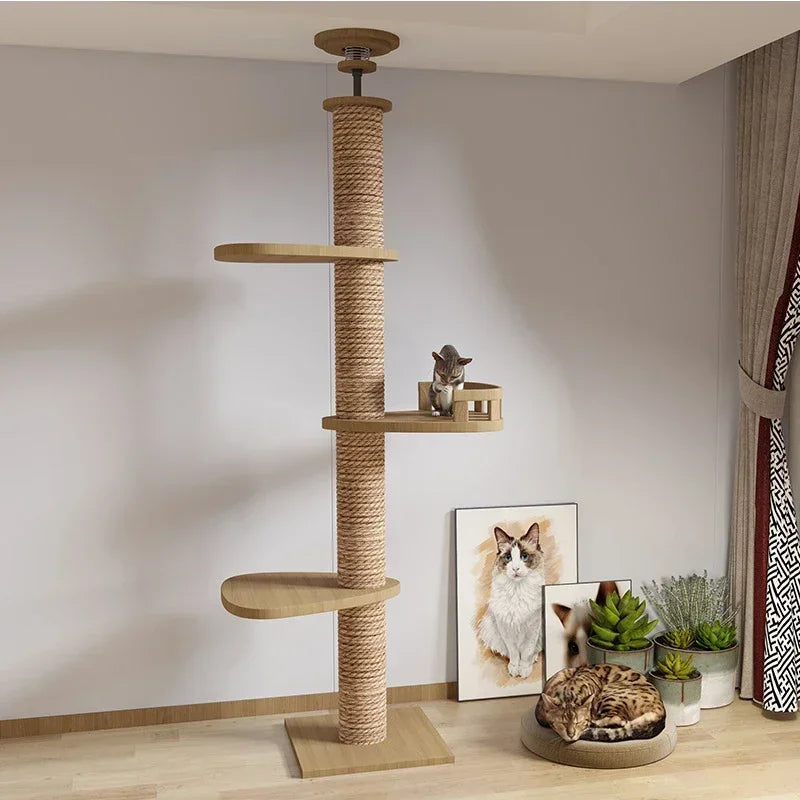 Elegant Floor-to-Ceiling Cat Tower – 5-Level Climbing & Resting Station